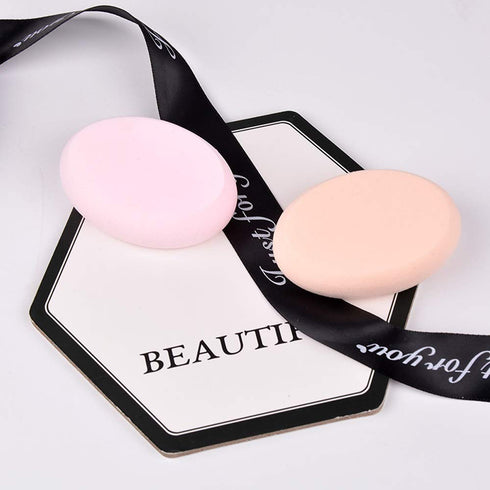 Oval Puff 2 Packs Skin Tone and Pink Make-up Egg Air Cushion Puff Beauty Egg Foundation Sponge Professional Makeup Sponge Wet and Dry...