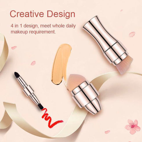 Bling Toman 4 in 1 Makeup Brushes Set, Eyeshadow Eye Lip Face Concealing Blush Foundation Brush Brochas De Maquillaje Mini Makeup Brush (rose gold...