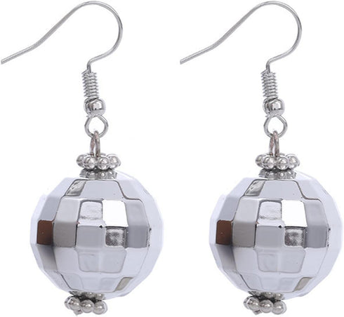 Caiyao Punk 60's 70's Disco Ball Drop Dangle Earring Mirror Ball Bracelet Pendant Necklace for Women Gothic Bar Halloween Party Jewelry Set Birthd...