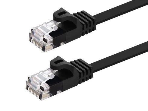 Monoprice Cat5e 25ft Black Flat Patch Cable UTP 30AWG 350MHz Pure Bare Copper Snagless RJ45 Flexboot Series Ethernet Cable...