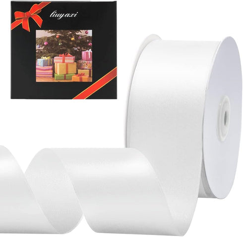 LIUYAXI White Double Face Satin Ribbon 2" X 50 Yards, Ribbons Perfect for Crafts, Gift Wrapping, Bow Making and More...