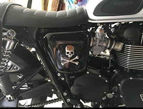 Car Motorcycle Skull Crossbones Emblem Metal Decal 3D Sticker Bone Badge for Suzuki Kawasaki Harley Yamaha Honda (Silver)...
