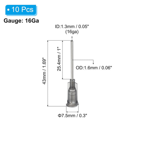 PATIKIL 16Ga x 1 Inch Dispensing Needle Tips, 10Pcs Stainless Steel and Plastic Glue Needle Tube Blunt Tips with Luer Lock for Glue Oil Applicator...
