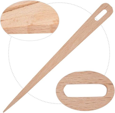 Wooden Big Eye Knitting Needles Kit, 5PCS DIY Wooden Big Eye Knitting Needles Tapestry Weaving Crafts Tools......