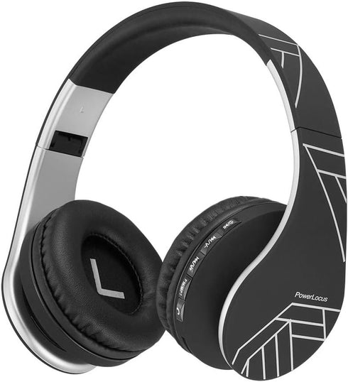 PowerLocus Bluetooth Headphones Over Ear, Wireless Headphones Foldable, Hi-Fi Stereo, Soft Memory Foam Earmuffs, Lightweight, Built-in Mic & Wired...