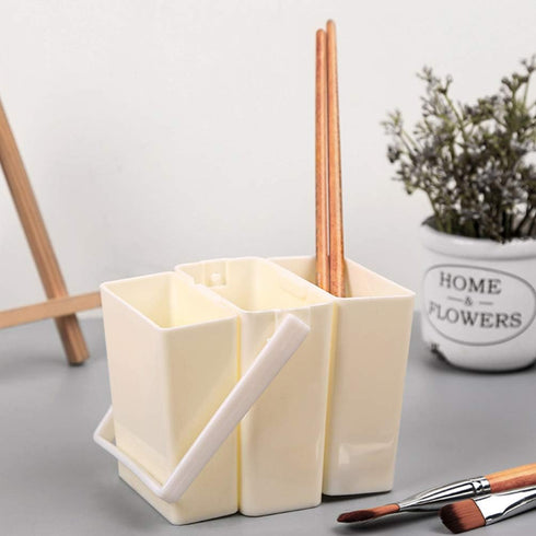 Artibetter Brush Washing Bucket Plastic Triple Detachable Pen Cleaner Barrel Square Watercolor Art Paint Storage Pail Container for Drawing Oil Pa...