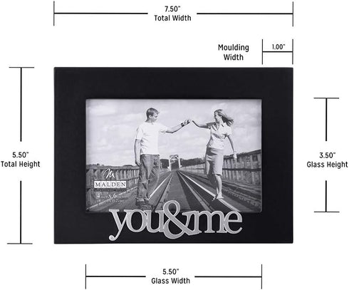 Malden International Designs Expressions You and Me Black Wood Picture Frame, 4x6, Black...
