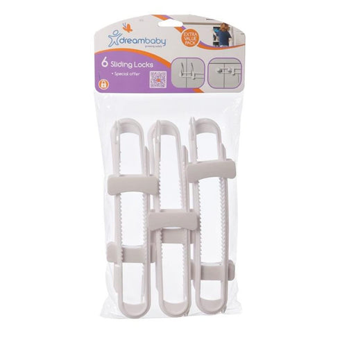 Dreambaby Sliding Cabinet Locks - Child Proof Cabinet Latches - For Kitchen, Bathroom Storage Doors Handles & Knobs - Suitable for Round & D-Shape...