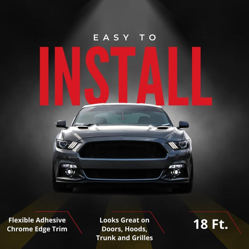 Cowles Custom - Enhanced 18ft Chrome U-Channel Edge Guard Trim, 18feet Rubber Bumper Protector accessory, Door Guard for Cars, Trucks, SUV, ATV, B...