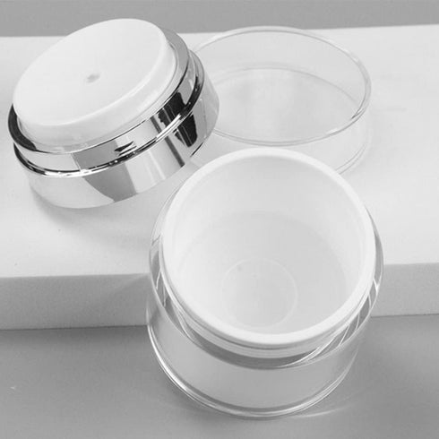 Airless Pump Jars Refillable Airless Travel Lotion Jar With Lid New Empty Airless Cosmetic Container for Thick Moisturizer Skincare Cream White...