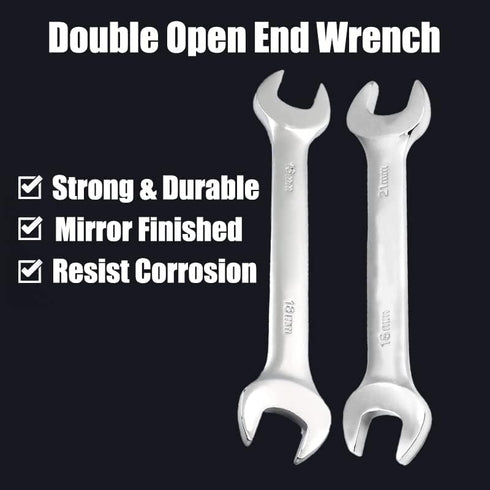 Utoolmart 8mm x 10mm Double Open End Wrench, 123mm Length Metric Wrench, Crowfoot Wrench, 45# Carbon Steel, Chrome Plated...