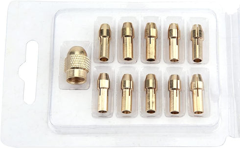 11pcs 4-jaw Copper Drill Chuck Collet Set for Mini Electric Grinder Rotate Tool 0.5-3.2mm Rotating Tool Accessories with Collet Cap...