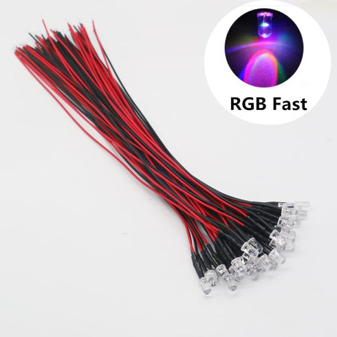 20pcs/lot DC12V F5mm 20cm Round Pre-Wired Water Clear LED Light Lamp Bulb Prewired Emitting Diodes for DIY Home Decoration (RGB Fast)...