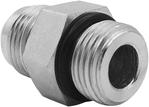 (2-PACK) 6400-08-08-O Hydraulic Hose Adapter Fitting 1/2" Male JIC 37° Flare (3/4"-16UNF) × 1/2" Male O-Ring Boss (3/4"-16UNF) SAE Straight Pipe J...