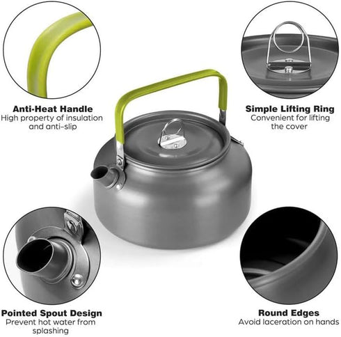 1.2L Outdoor Teapot Water Bottle Aluminum Alloy Cookware Camping Cooking Picnic Tableware Kettle Pot for Outdoor Hiking...