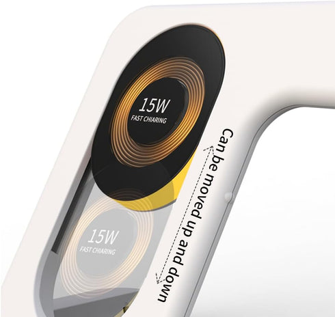 Wireless Charger, 3-1 Fast Charging Station, Double Night Light, Foldable 15W Phone and Watch Charger Station for iPhone 15, 14, 13, 12 Series, Pi...