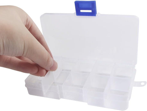 2 pcs Adjustable Clear Plastic Jewelry Craft Beads fishing hook Small Accessories Multipurpose Organizer visually adjustable clearly storage box (...