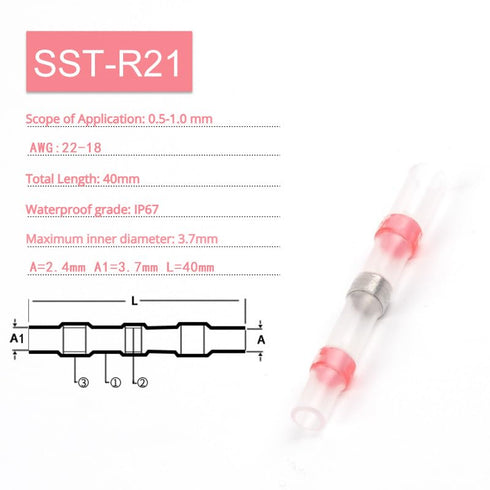 Anlin 250 Pcs Solder Seal Wire Connectors, Heat Shrink Butt Connectors, Waterproof and Insulated Electrical Wire Terminals, Butt Splice (250PCS)...