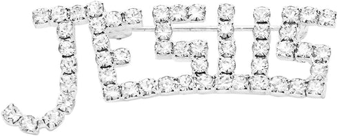 Rosemarie's Religious Gifts Women's Unique Silver Tone Crystal Jesus Brooch, 1.75"...