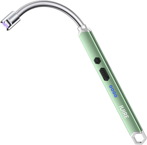Candle Lighter Electric Rechargeable Arc Lighter with LED Battery Display Long Flexible Neck USB C Lighter (Green)...