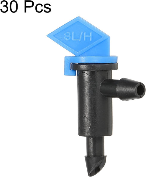30 Pack Flag Dripper - Garden Irrigation System, Removable & Flow Control & Drip Emitter, Apply to Lawn Trees (2 Gallon Per Hour, Blue Black)...