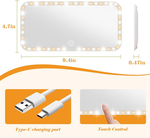 Car Sun Visor Vanity Mirror Rechargeable LED Light Makeup Mirror for Car with 3 Light Modes Innovative Car Mirror Accessories...