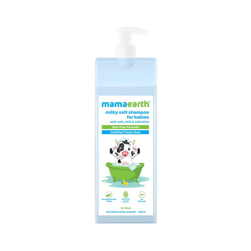 MAMAEARTH Baby Milky Soft Shampoo | Gentle Cleansing with Oats Milk & Calendula | Nourishing for Healthy Hair & Scalp | Tear-Free & Paraben-Free |...