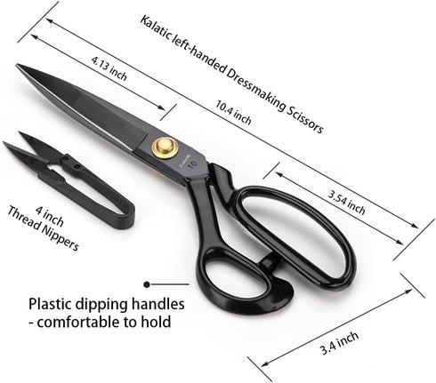 Left-Handed Dressmaking Scissors by Kalatic - Dressmaker fabric Shears Stainless Steel - Tailor's Scissors for Cutting Fabric, Leather KT-001-L-1...