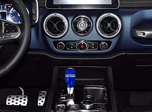 Abfer Automatic Shift Knob with Button Car Gear Shifter Knobs Aluminum Alloy Stick Shifting Handle Transmission Fit for Most Vehicle, Blue...