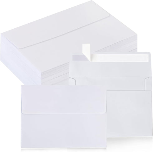 100 Pack 4x6 Envelopes for Invitations, A6 Printable White Envelopes, Envelopes Self Seal for Weddings, Invitations, Photos, Postcards, Greeting C...