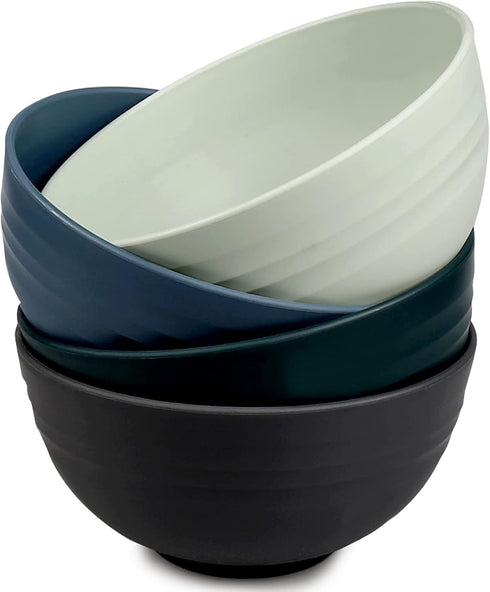 shopwithgreen Plastic Cereal Bowls, Resuable Bowls for Kitchen, Set of 4, Microwave and Dishwasher Safe, for Soup, Oatmeal, Ramen, RV, Camping, Ki...