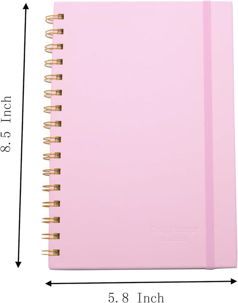 Spiral Notebook with Bandage and Inner Pockets, A5 PU Hardcover 8mm Ruled 70 Sheets/140 Pages Journals for Study and Office (Pink)...