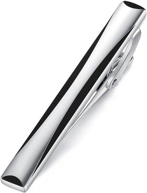 HONEY BEAR Mens Tie Clip Bar for Normal Size Steel Business Wedding Gift 5.5cm (Silver with Black)...