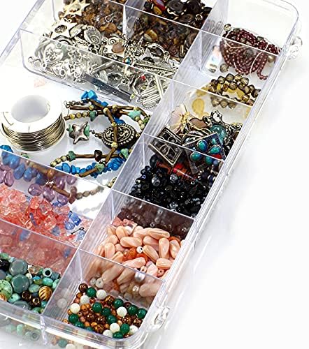 18 Grids Plastic Organizer Box with Dividers, Exptolii Clear Compartment Container Storage for Washi Tapes Beads Crafts Jewelry Fishing Tackles, S...