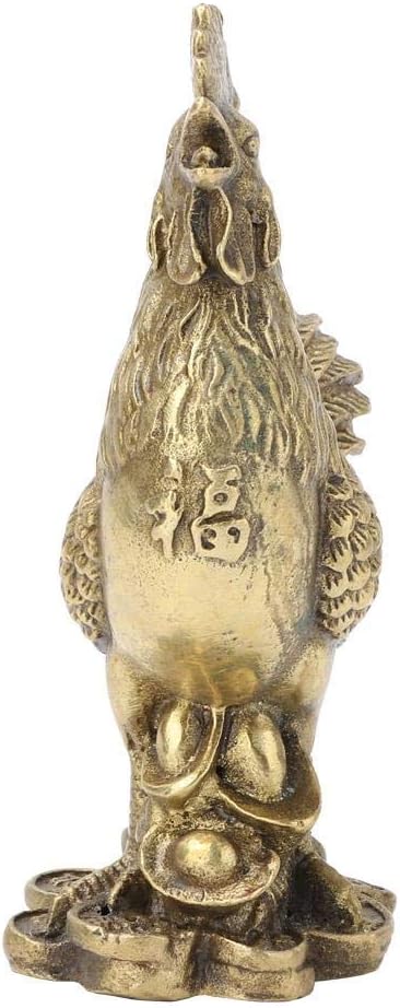 Hilitand Brass Luck Rooster Chicken Statue Feng Shui for Decor Meaning Good Luck and Wealth one of The Zodiac Signs 10cm/3.94in...