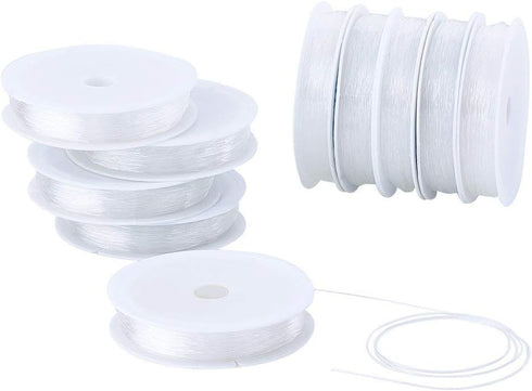 Elecrelive 10 Rolls 0.6mm Clear Elastic Bracelet String Stretchy Beading Crystal Thread Elastic Bead Cord 114 Yards for DIY Necklace Jewelry Makin...