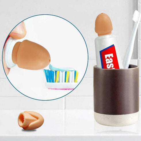 2Pcs Skin Color Funny Toothpaste Cap Prank Toothpaste Squeezer Head Dustproof Toothpaste Topper Toothpaste Dustproof Protective Case Toothpaste Di...