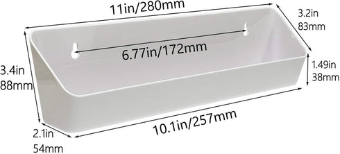 Bueyfolt 11" Kitchen Sink Front Tip-Out Accessory Trays with Mounting Screws, White, 2 Pack (Conventional Open Tray and Accessory Tray with Ring H...