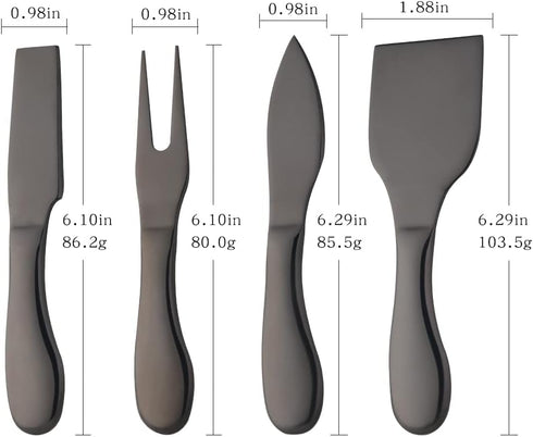 4 Pieces Cheese Knives Set, Premium Stainless Steel Cheese Slicer Cheese Cutter Perfect for Parties Wedding Christmas Birthday - Matte Black...