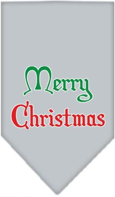 Christmas Pet and Dog Bandana Screen Printed, Merry Christmas Grey Large...