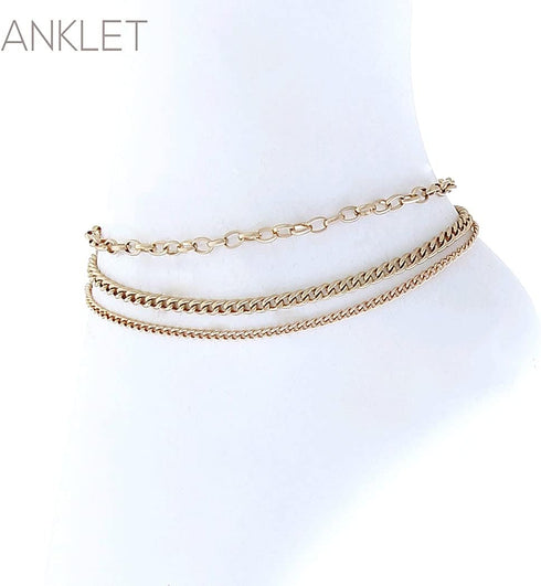 Rosemarie & Jubalee Women's Chic Ankle Bracelet Metal Chains Designer Style Anklet...
