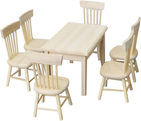 Toddmomy 1 Set Doll Furniture Miniature Furniture Decorative 1/12 Scale Miniature Table Chair Set for Dollhouse Kitchen Food Decoration Accessorie...
