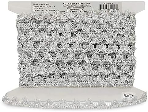 Trims by the Yard Delicia Decorated Gimp Trim | Metallic Silver| (20 yard cut)...