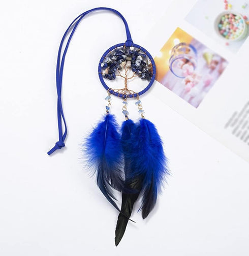 Blue Dream Catcher for Car Mirror, Small Dream Catchers for Boys Bedroom Wall Decor Car Rear View Mirror Hanging Accessories Handmade with Car Das...
