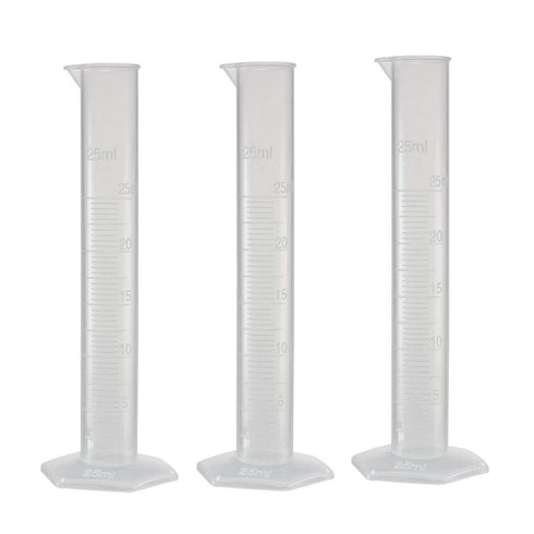 uxcell Plastic Graduated Cylinder, 25ml Measuring Cylinder, Science Test Tube Beakers, Single Metric Scale, Clear Hex Base Flask for Lab Home 3pcs...