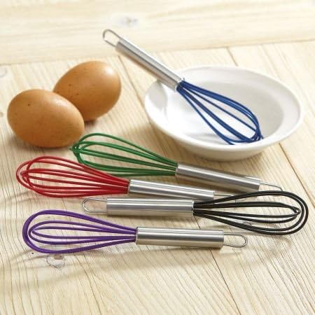 Lillian Vernon Colorful Mini Silicone Whisks Set – 5-Piece Rainbow Kitchen Utensils for Cooking, Baking, Egg Beating & Mixing, 6.5 Inch Small Non ...