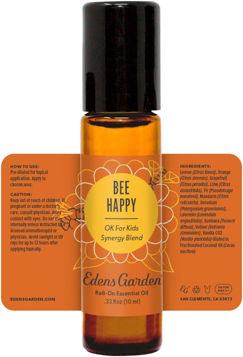 Edens Garden Bee Happy Essential Oil Roll-On Blend- 100% Pure Premium Grade, Natural, Therapeutic, Aromatherapy, Kid & Skin Safe, The Best for Rel...