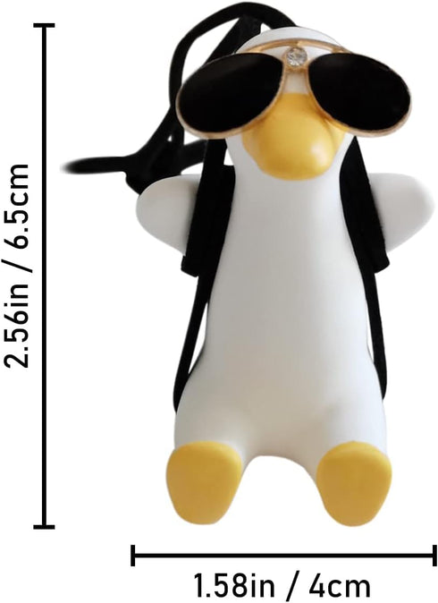 Swinging Duck Car Hanging Ornament, Cute Car Hanging Accessories for Rear View Mirror, Car Pendant Swinging Sunglasses Duck Hanging Swing...