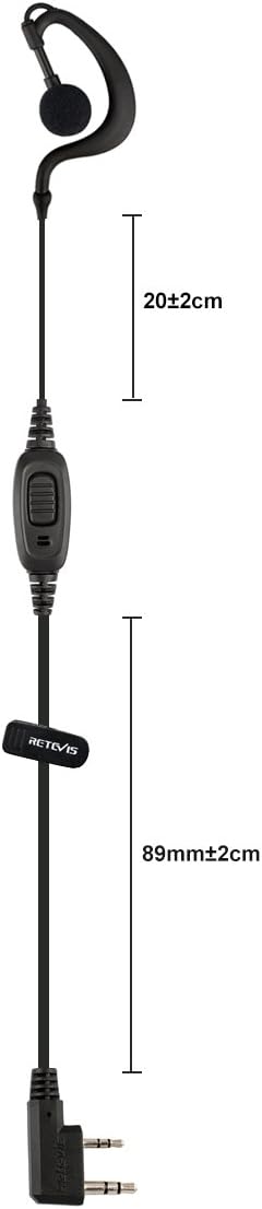 Retevis 2 Way Radio Earpiece, C-Type Earhook Headset with Mic, 2 Pin, for RT22 RT68 RT21 H-777 RT27 RT19 RB26 RB45,Compatible with BAOFENG UV-5R B...