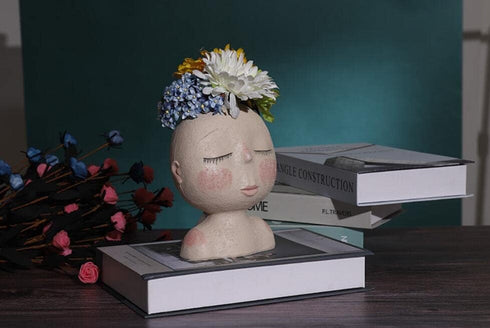 Face Flower Pot Head Planter, Face Planters Pots with Drainage Hole, Resin Head Planter, Face Planters for Indoor Outdoor Plants, Unique Planters ...